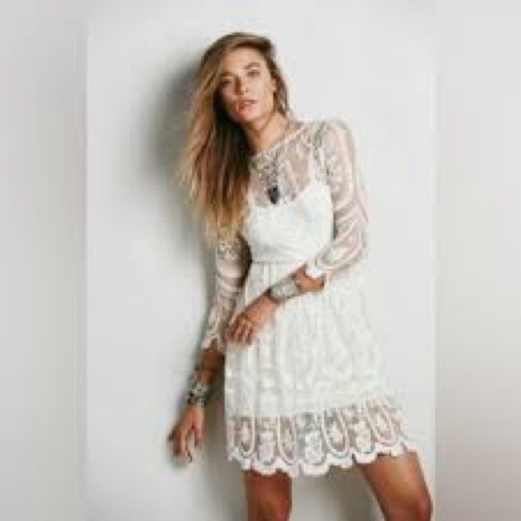 Jen's Pirate Booty Dresses & Skirts - Jen’s Pirate Booty X Free People XS Teardrop Pixie Lace Dress Mini Mesh Coverup